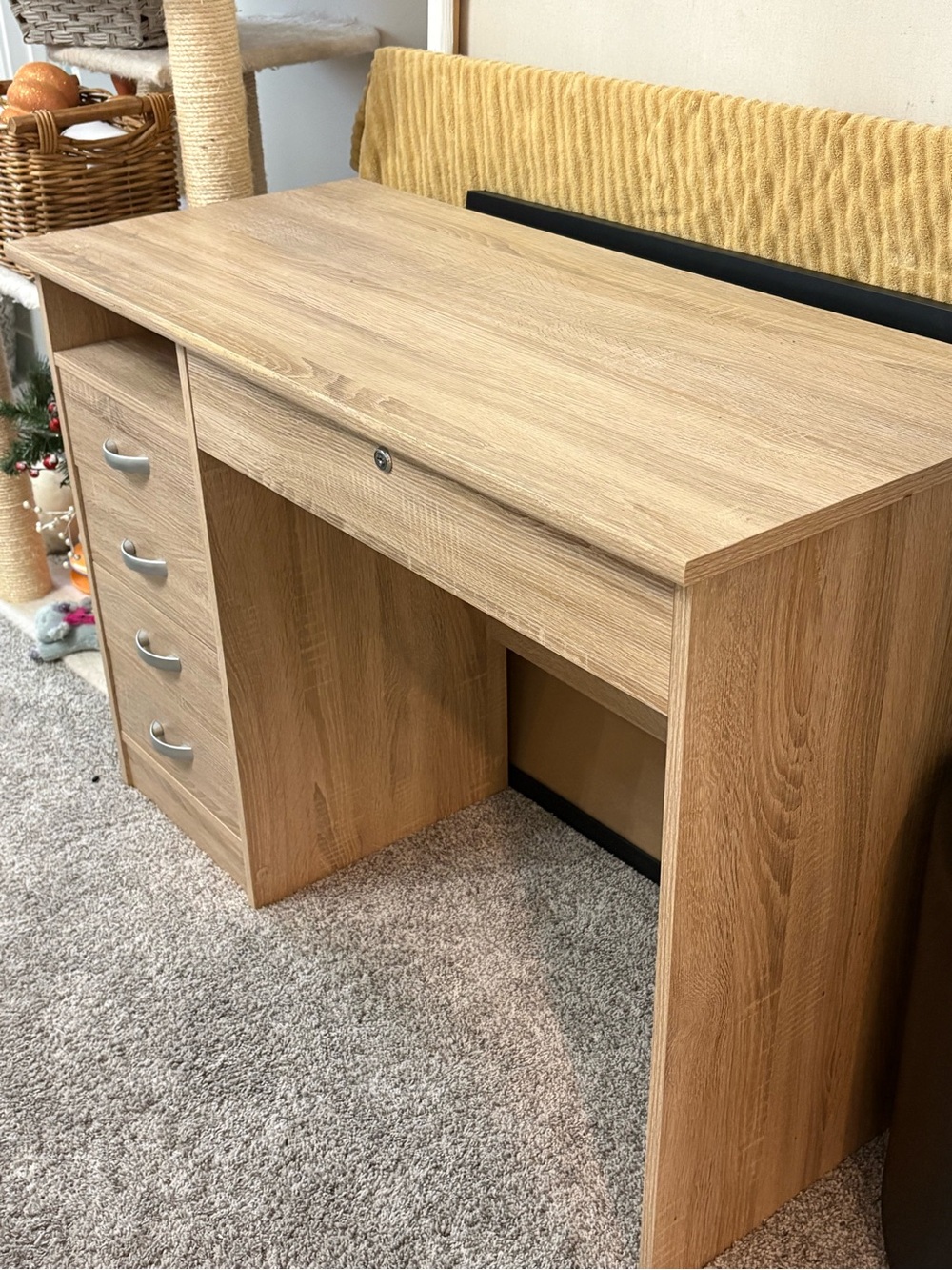 Oak Finish Home Office Desk with Drawers - Wayfair